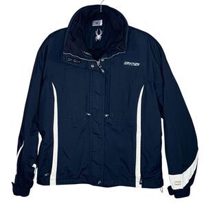 Spyder Winter Ski Jacket Thinsulate Fleece Lined Short SZ 12 Hidden Hood Pockets